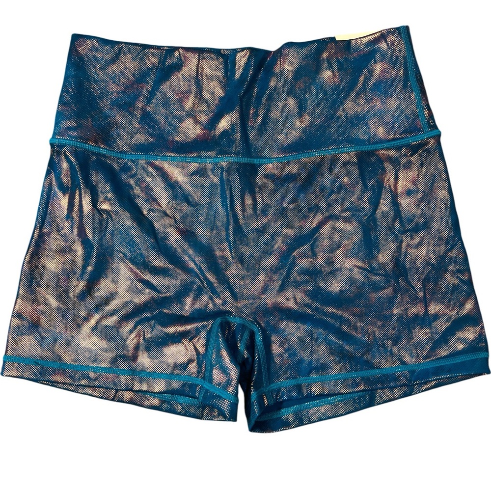 High-Waist Shimmery Blue Women's Shorts